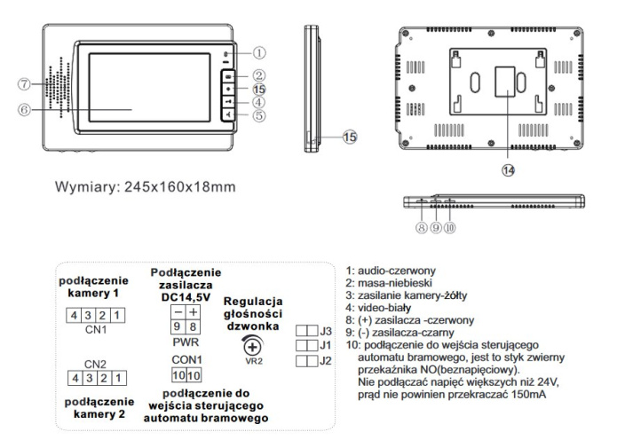 Vidos M320B – Monitor wideodomofonowy